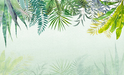 Fototapeta na wymiar wallpaper leaves of palm trees. Image for photo wallpapers. Background with palm leaves.