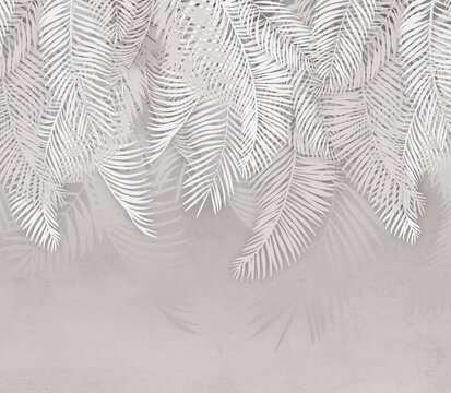 Fototapeta wallpaper leaves of palm trees. Image for photo wallpapers. Background with palm leaves.