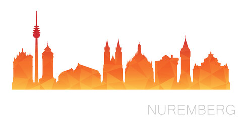 Fototapeta na wymiar Nuremberg, Germany Low Poly Skyline Clip Art City Design. Geometric Polygon Graphic Horizon Icon. Vector Illustration Symbol.
