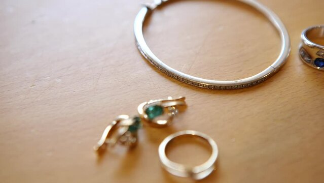 wedding jewels ring and bracelet for celebration preparation luxury items