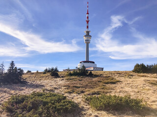 Obraz premium View of the TV transmitter on Praded Mountain