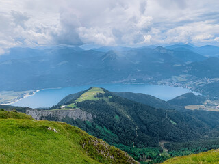 View of the landscape from Mount Schafberg