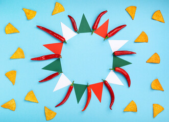 Obraz premium Cinco de Mayo (Fifth of May) Fiesta Celebration Concept on Blue Background.