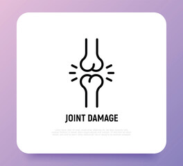 Joint damage, arthritis, inflammation. Thin line icon. Vector illustration.
