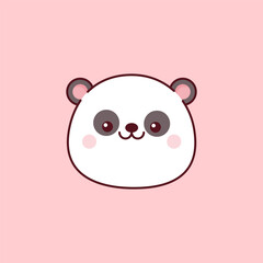 Cute panda face with smile in kawaii style