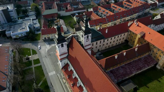 High angle view of Trnava St John the Baptist Cathedral, Slovakia, landmark, 4k