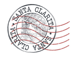 Santa Clarita, CA, USA Stamp Map Postal. Silhouette Seal Roads and Streets. Passport Round Design. Vector Icon. Design Retro Travel National Symbol.