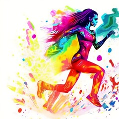 Obraz na płótnie Canvas Drawing of a running woman, a symbol of strength, energy, vitality and power. Ideal for the fitness sector