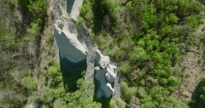 aerial view of Euseigne rock formation in the Swiss alps