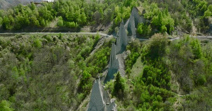 aerial view of Euseigne rock formation in the Swiss alps