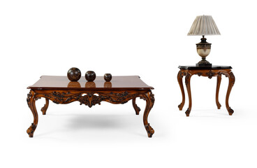 classic coffee table whit decoration isolated on white background .