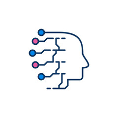 AI Head vector Artificial Intelligence Technology concept colored icon