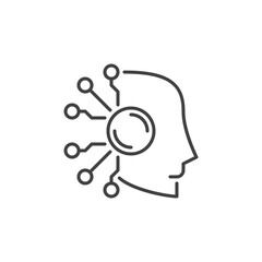 AI Head vector Artificial Intelligence Robot line icon - side view