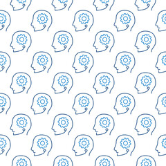 AI Head with Cog Wheel vector concept line seamless pattern