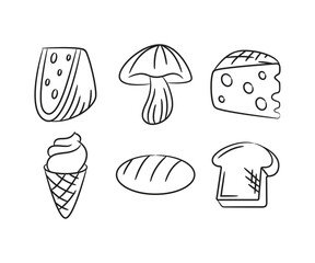 food and dessert sketch hand drawn illustration