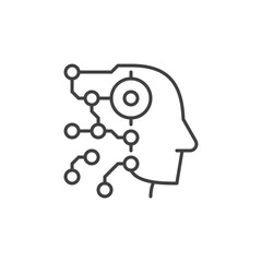 AI Technology Digital Head vector concept line icon or symbol