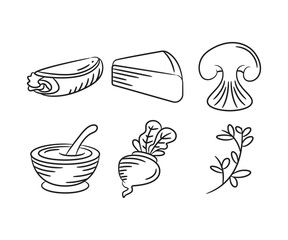 food and dessert sketch hand drawn illustration