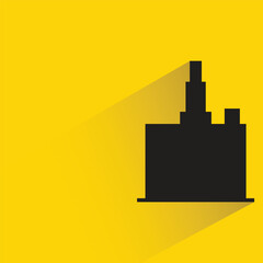 silhouette city building with shadow on yellow background
