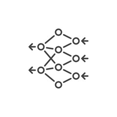 Artificial Neural Network vector concept line icon or symbol