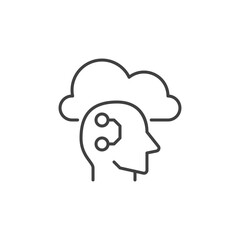 Cloud and AI Head vector Learning concept thin line icon