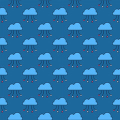 Cloud with Neural Network Data vector colored seamless pattern