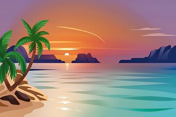 sunset on the beach-Generate AI