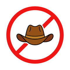 No Cowboy Hat Sign on White Background