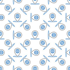 Globe Geo Pin vector concept line seamless pattern