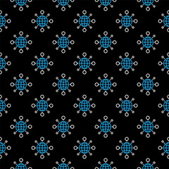 Globe with Circles vector concept line dark seamless pattern