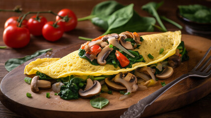 Whip up a three-egg omelette with your choice of veggies such as spinach, mushrooms. Generative AI image.
