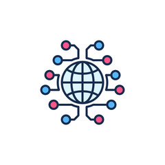 Globe with Neural Network vector Global Brain colored icon