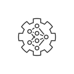 Neural Network Gear vector concept outline icon or sign