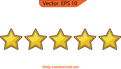 5 Stars Shining Golden. Star vector icons. Set of star symbols isolated.