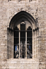 Gothic abat-son arch on the bell tower facade at Halberstadt cathedral in Sachsen-Anhalt, Germany