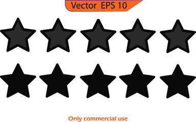 Star vector icons. Set of star symbols isolated. 5 stars bundle