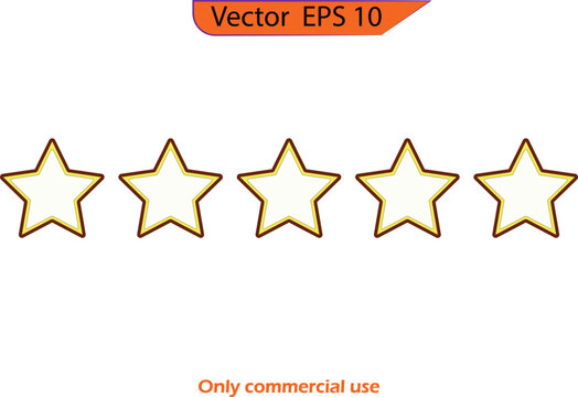 Star icon set. Vector yellow isolated five stars. Customer feedback concept. Vector 5 stars rating review. Vector illustration, transparent background