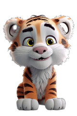 Adorable Baby Tiger Cartoon Character with Big Eyes