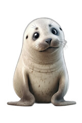 Silly Cartoon Seal with Tongue Out and Comical Stance on White Background