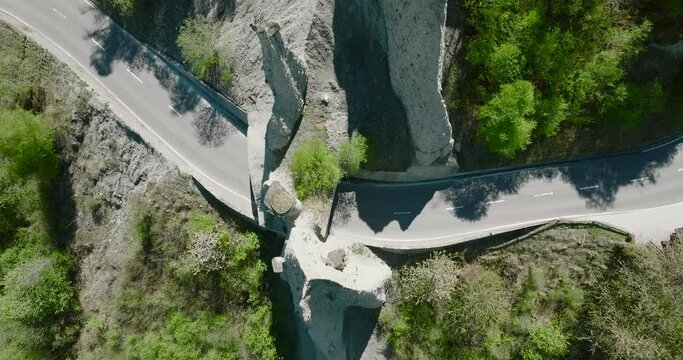 aerial view of Euseigne rock formation in the Swiss alps