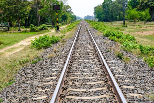railroad tracks in the countryside