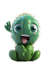 Playful Cactus Cartoon Character
