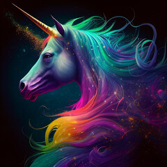 Obraz na płótnie Canvas The Magical Rainbow Unicorn Galloping in a Dreamy Landscape - Generative AI