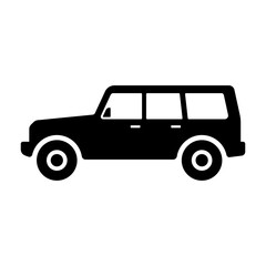 SUV icon. Off-road vehicle. Black silhouette. Side view. Vector simple flat graphic illustration. Isolated object on a white background. Isolate.