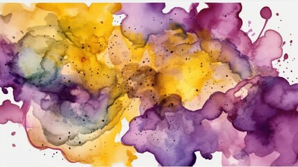 Colorful watercolor background yellow and purple for your design, ai