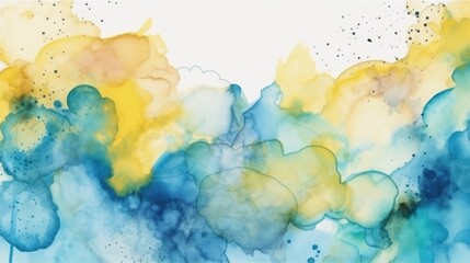 Colorful watercolor background blue and yellow for your design, ai