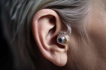 A woman with a silver earring in her ear AI generation