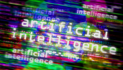 Artificial intelligence media and abstract screen 3d illustration