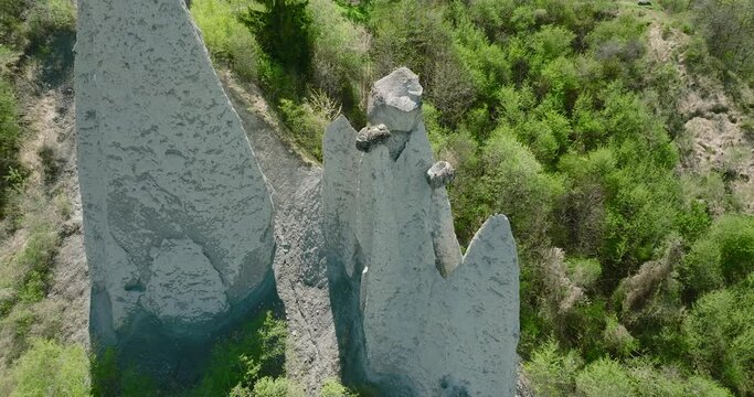 aerial view of Euseigne rock formation in the Swiss alps