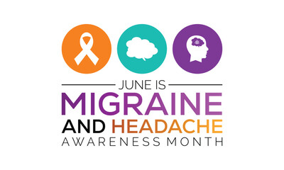 National Migraine and headache awareness month is observed every year in June. banner design template Vector illustration background design. - Powered by Adobe