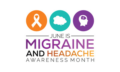 National Migraine and headache awareness month is observed every year in June. banner design template Vector illustration background design.